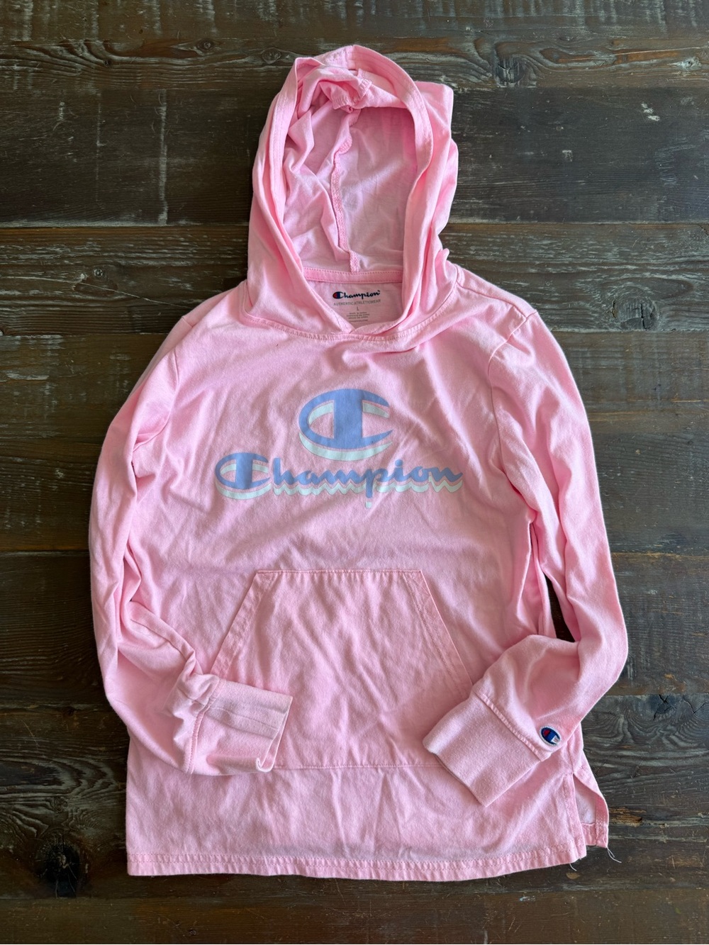 Champion Pink Hooded Logo Pullover